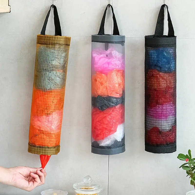 Wall Hanging Garbage Bag Storage Bag Home Kitchen Plastic Bag Holder Organizer Bathroom Trash Bags Dispenser Kitchen Accessories
