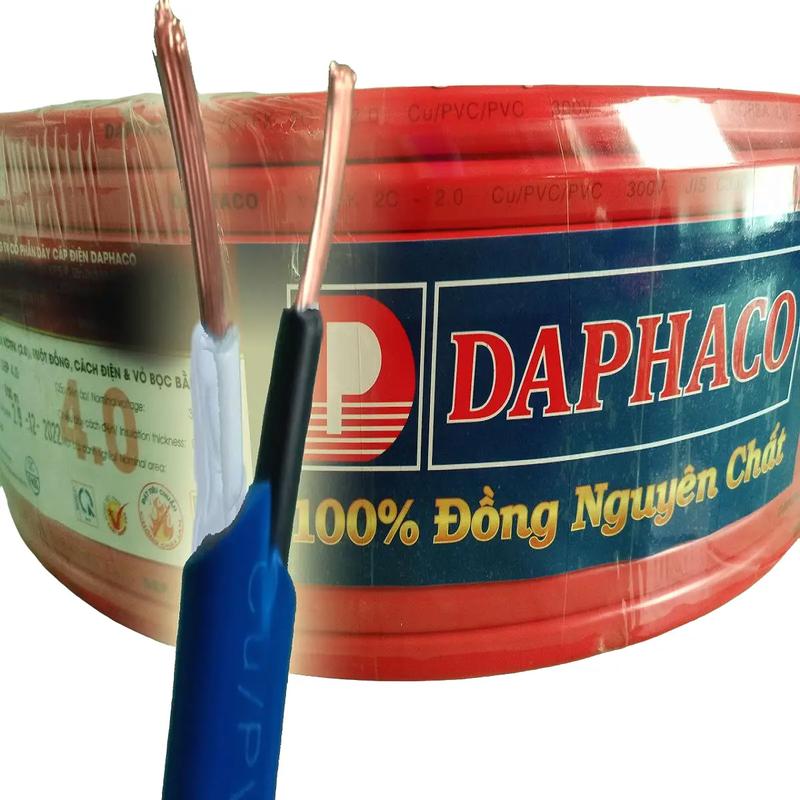 50m Dây điện đôi ruột đồng 2 lớp vỏ Daphaco 2x4.0