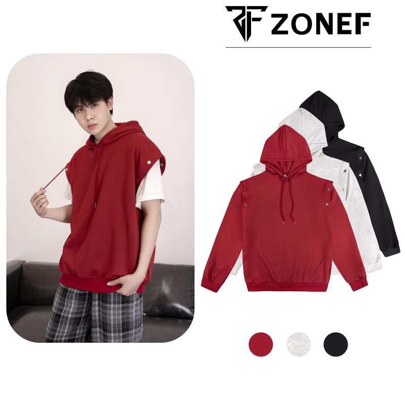 Hoodie 2in1 Đa Năng Unisex- Áo Hoodie Vải Nỉ 2 Da Dày Dặn Form Đẹp Menswear Nam Màu Đen Dài Tay