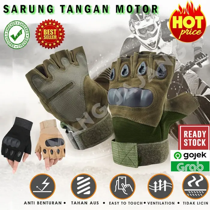 Sarung Tangan Tactical motor sepeda touring airsoft outdoor army half Finger Gloves Olahraga