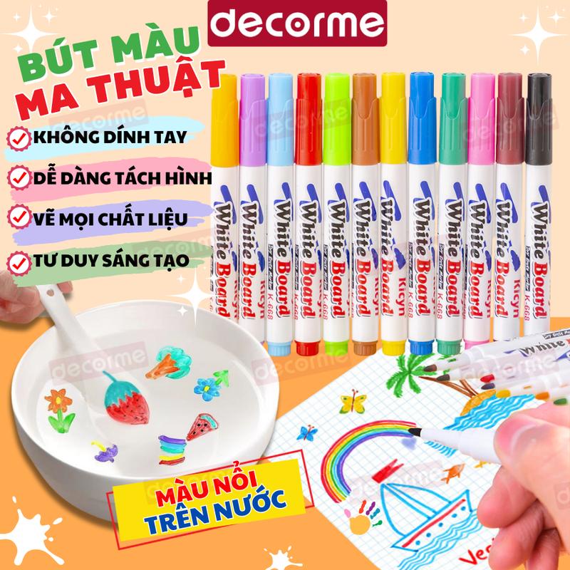 Bút màu ma thuật bút màu vẽ nổi trên nước bút lông màu bút viết bảng tô màu cho bé có thể xóa được tặng kèm thìa