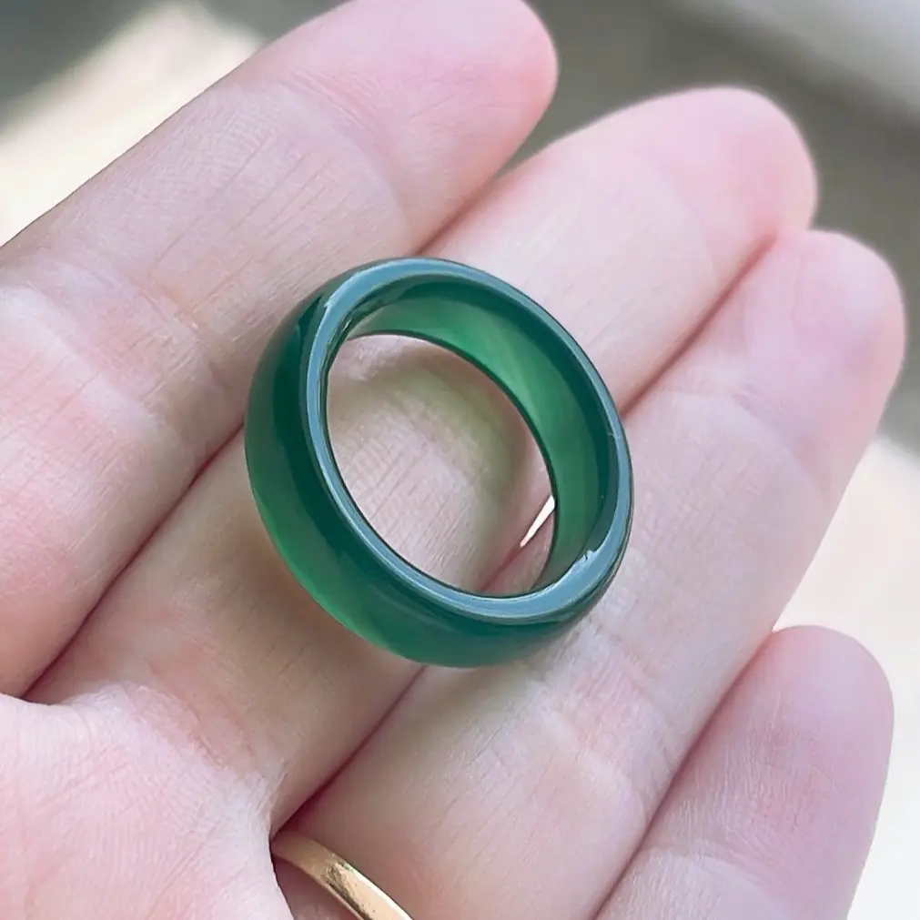 ￼Nhẫn Mã Não Thời trang bản 6mm Đầy đủ size Ni - hình chụp thật 100%