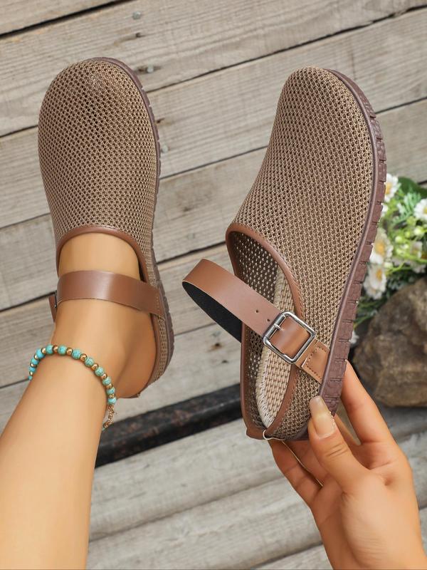 Women's Fashionable Mesh Breathable Slip on Sandals, Casual Comfortable Flat Sandals for Daily Wear, Lightweight Breathable Shoes for Women & Girls 6