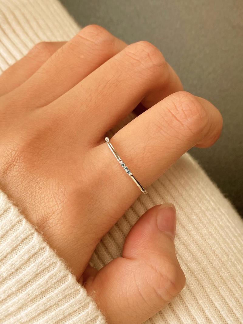 Product Introduction of S925 Sterling Silver Fashionable Rhinestone Decorated Ring, Elegant Jewelry for Women for Party, Daily Clothing Decor, Trendy All-match & Exquisite Jewelry for Birthday Gift 3