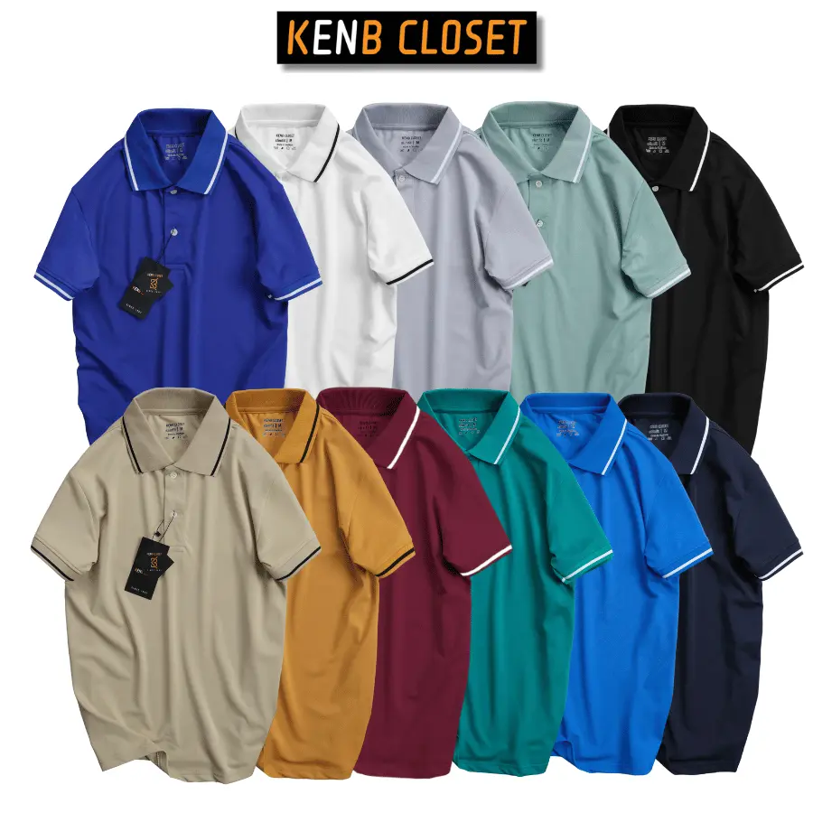 Áo thun nam polo vải thun cá sấu cao cấp phối sọc viền nhiều màu sang trọng lịch lãm