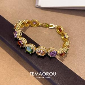 Barang Kemas Mewah Gelang Baris Berlian Berkilauan, Saiz Kecil, Berwarna-warni, Untuk Wanita, Gelang Boleh Ditindan Baharu, Gelang Wanita, Reka Bentuk Gula-gula