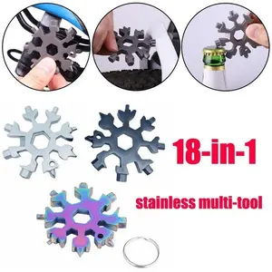 HL0172 Snowflakes Multi Tool Pocket Wrench Saker Tool Kunci Salju 18 In 1