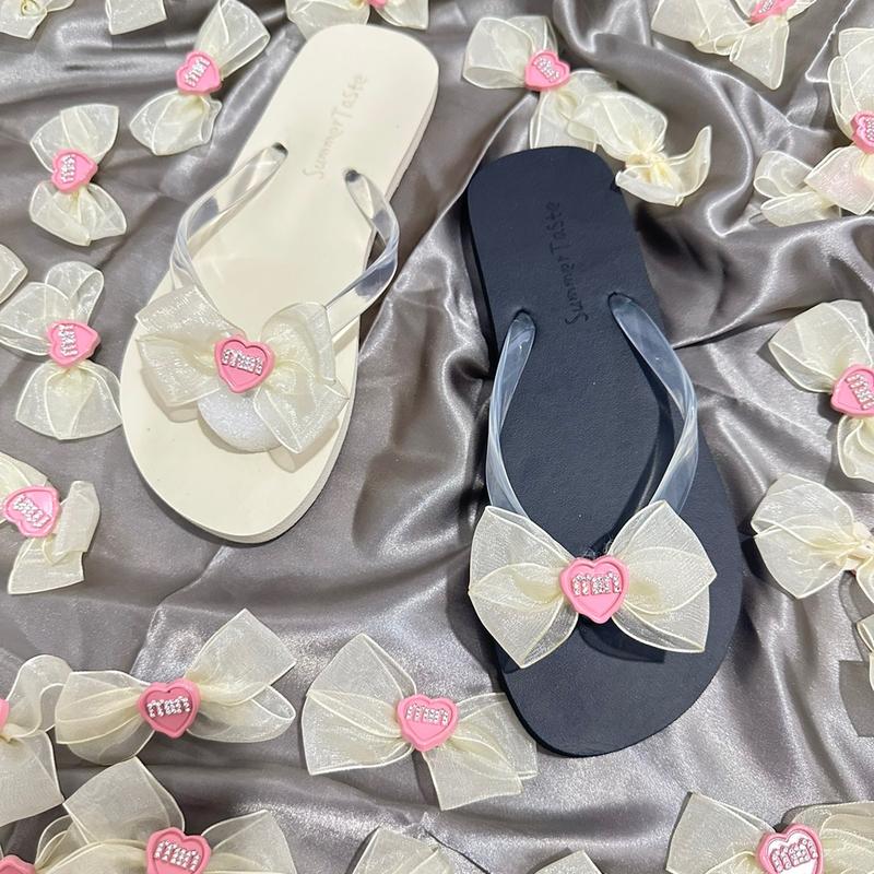 Tông gắn nơ Minmin xinh xắn 2 màu đi biển DéP Nữ dép xăng đan & dép tông dép vừa toe thong