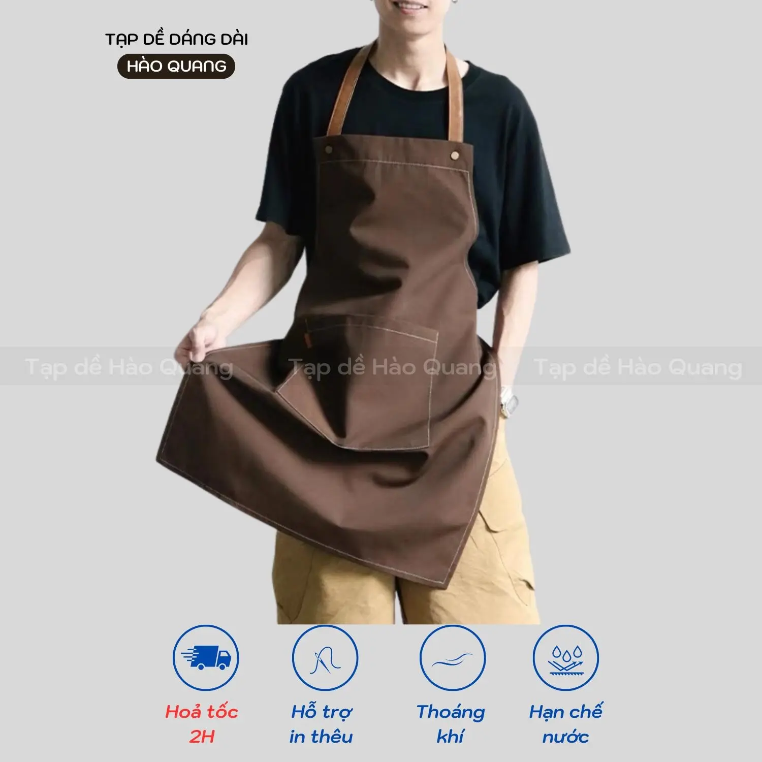 Tạp Dề cao cấp cho nhân viên pha chế , nhân viên phục vụ ,thu ngân ,đầu bếp DÁNG DÀI Cotton Đồng