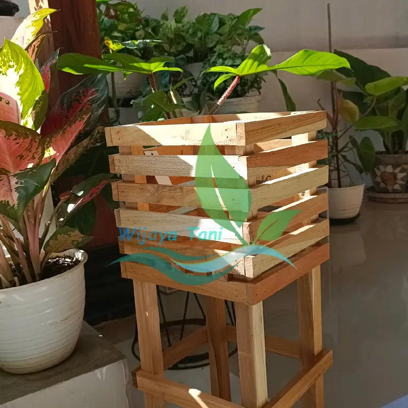 Pot Kayu | 20x20x50| Pot Anggrek Kayu Jati Oven   | Rak Anggrek Kayu Jati 4