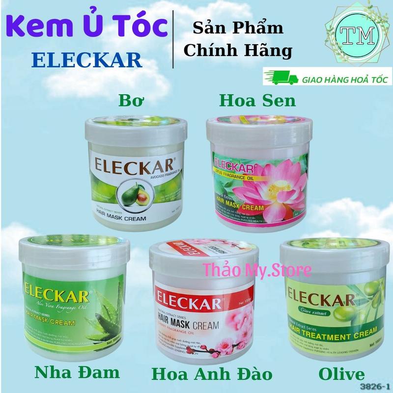 Hấp Dầu Kem Ủ Tóc Hoa Sen, Bơ, Oliu, Hoa Anh Đào, Nha Đam ELECKAR 1000ml - Ngăn Ngừa Và Phục Hồi Tóc Cho Tóc Mềm Mượt