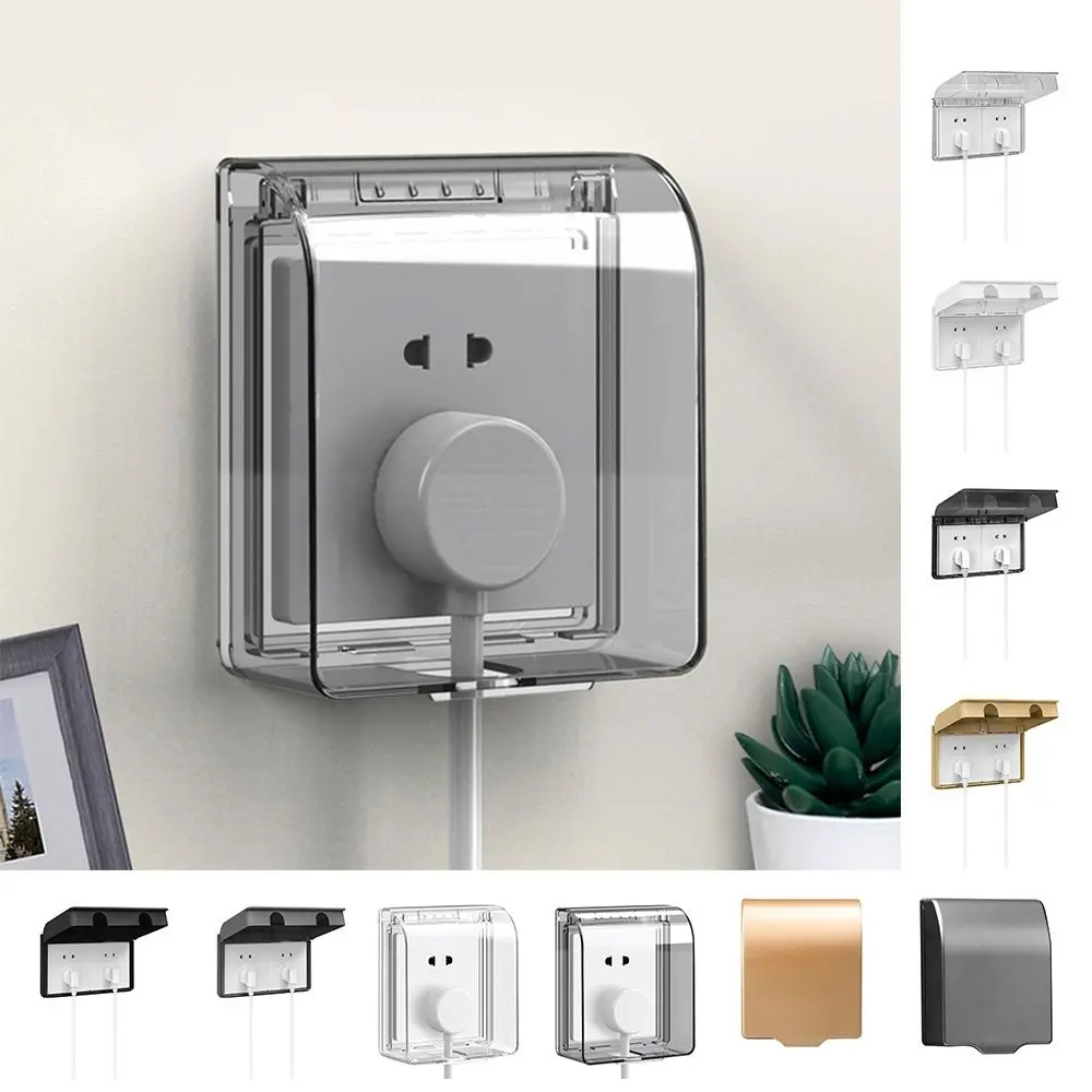 Durable 86 Type Switch Protective Cover Self-Adhesive Splash-Proof Socket Protector Power Outlet Waterproof Plug Box for Home