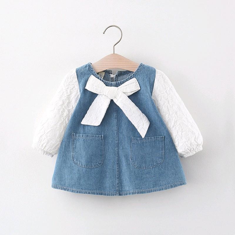 *NEW* DRES DENIM ATASAN ANAK PEREMPUAN USIA 0-4 TAHUN WARNA PUTIH DAN PINK Bayi Baru lahir Bayi Balita Cewek Katun Nyaman Berpori Lembut 1