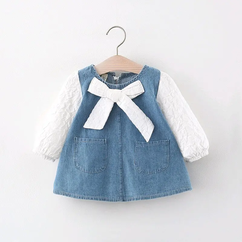 *NEW* DRES DENIM ATASAN ANAK PEREMPUAN USIA 0-4 TAHUN WARNA PUTIH DAN PINK Bayi Baru lahir Bayi Balita Cewek Katun Nyaman Berpori Lembut 0