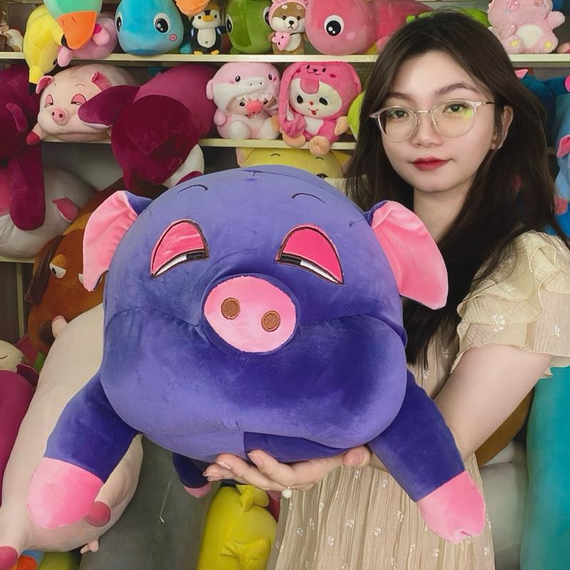 Gấu Bông Heo Mắt Híp 1m1 màu xanh xám siêu cute Vải Miniso mềm mịn Thú Nhồi Bông đê thương Thú Bông Đồ Chơi