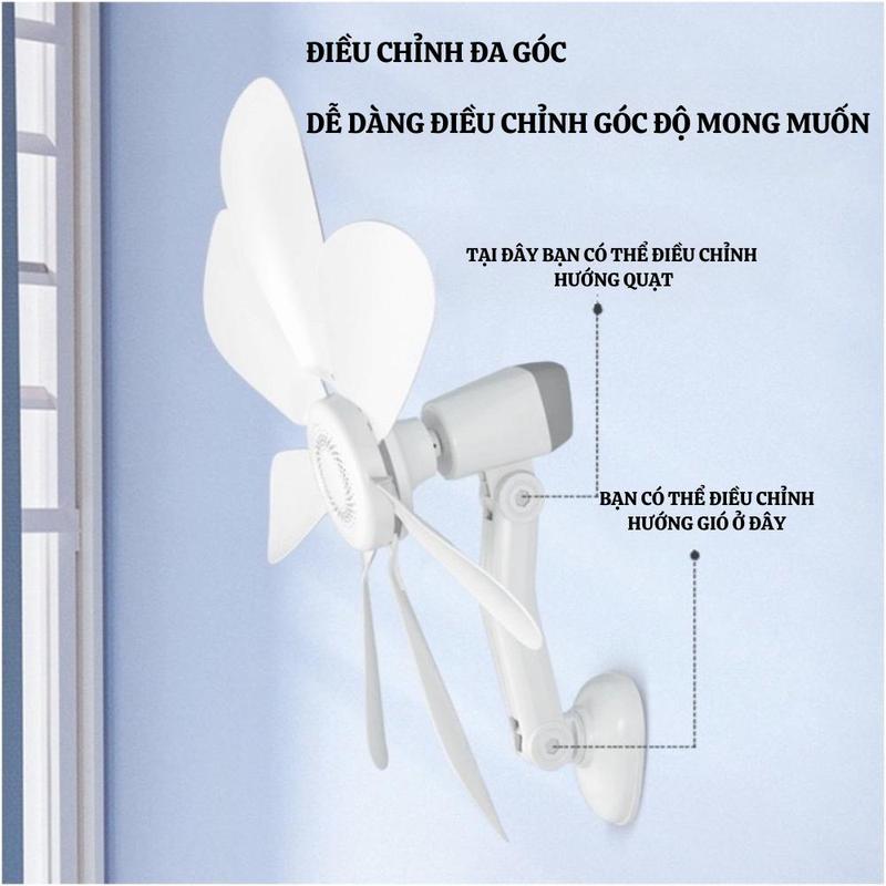 QuạT Treo Tường Mini 7 Cánh Quạt Âm Thanh Nhỏ Chống Ồn Kèm Miếng Dán Fan HH-417 8