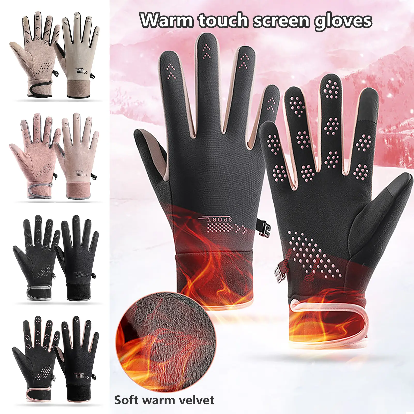 1 Pair Men Women Winter Warm Gloves Non-slip Touchscreen Gloves Cold Weather Windproof Thermal Snow Gloves for Running Cycling Skiing Working Hiking