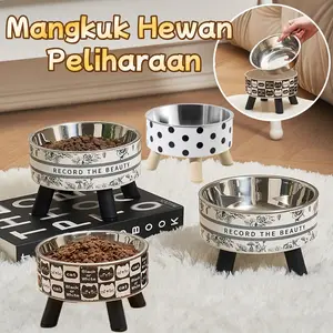 Mangkuk Hewan Peliharaan/Mangkok Tempat Makan Minum Anjing Kucing Stainless Steel Anti Semut Selip Pet Bowl Makan Kucing Dan Anjing