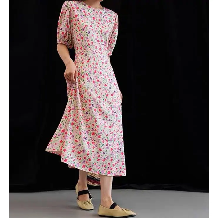 SOHYUN CHIC CASUAL FLOWER KOREAN STYLE MAXI DRESS nagita slavina fairy vintage outfit dresswell long dress 0