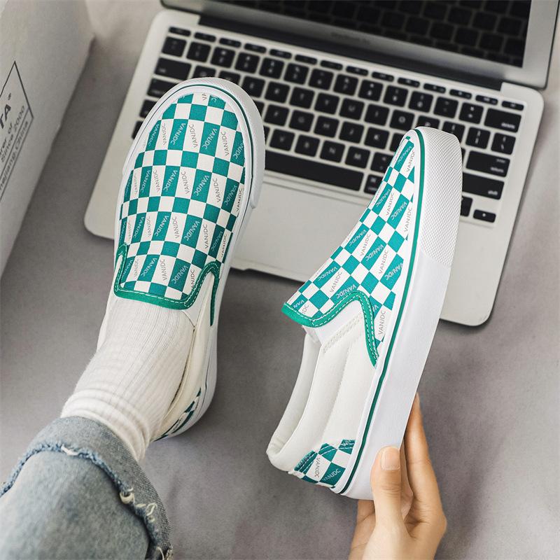 Women's Plaid Canvas Shoes, Casual Flat Shoes, Low-top Non-slip Wear-resistant Canvas Shoes for Students and Couples 2