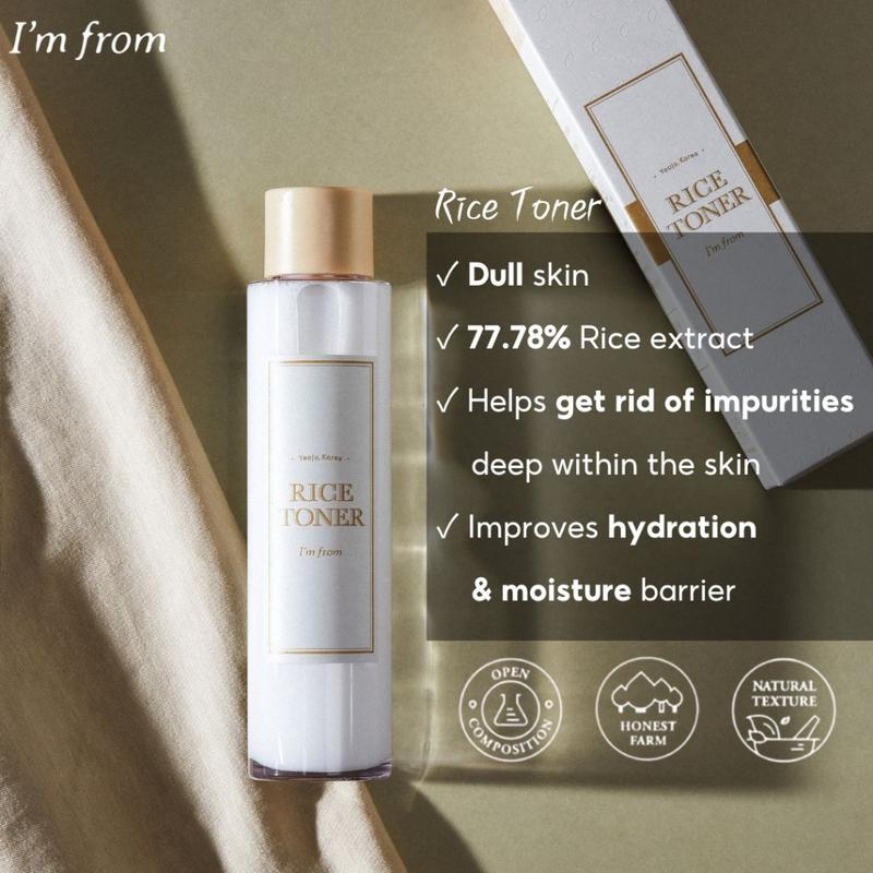 Product Introduction of I'm From Rice Toner / Essence 150ml  77.78% Rice (Goami) Extract Made in Korea Skincare Brightening Moisture Vegan Skin Repair Comfort toner  pad 32