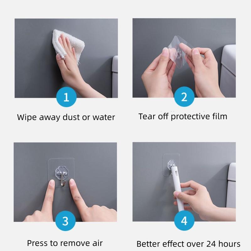 Móc Tự Dính, Chất Liệu Thép Không Gỉ Trong Suốt, Mạnh Mẽ, Móc Treo Chìa Khóa, Cho Nhà Bếp Và Phòng Tắm, Đa Năng, Thích Hợp Cho Cửa Và Tường 6