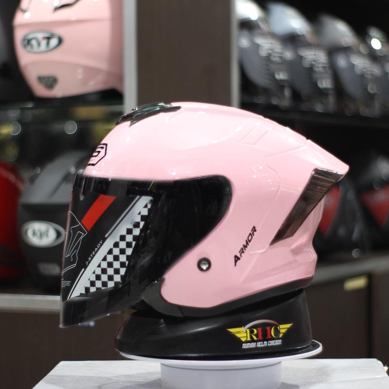 helm JS armor half face solid /polos, sudah Standard SNI, helm kekinian untuk pria dan wanita dewasa Warna Putih Glossy Helmet Motorcycle 5