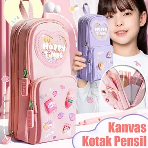 3D Model Tas Lucu Korea Kapasitas Besar Anak Tempat Pensil Kotak Pensil Anak Sekolah Pencil Case Hiasan Glitter Karakter Tas Lucu Perempuan