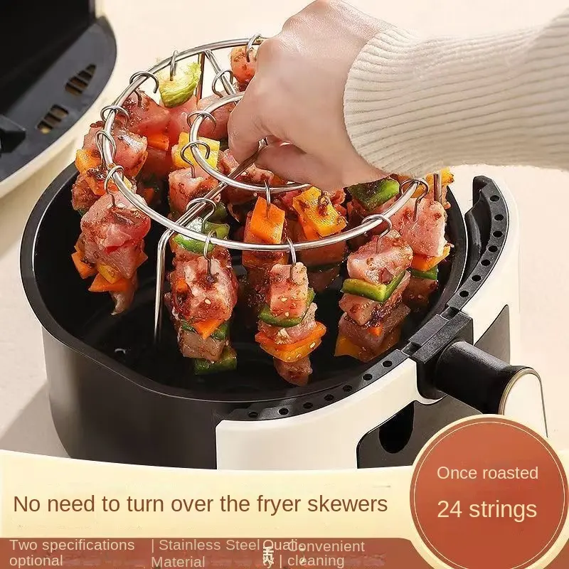 Giá quay bằng thép không gỉ, không cần lật, phụ kiện lò nướng, xiên dọc, xiên BBQ, phụ kiện nhà bếp và gia đình, xiên nướng 0