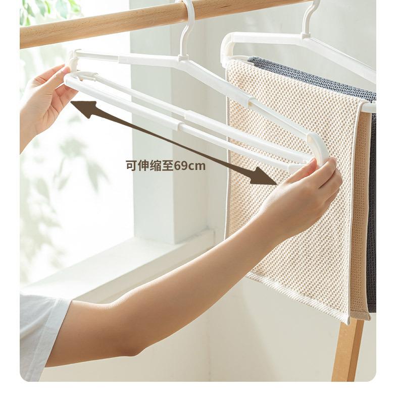Product Introduction of Extendable Clothes Hanger - Stretchable Plastic Garment Rack for Bedding/Towels, Adult & Baby Use 5