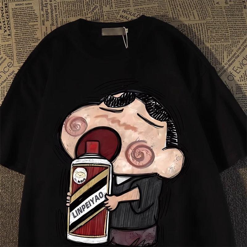 Áo Thun ngắn Tay In Hình Shin-chan Bút Chì Màu Cổ Điển Mỹ, Unisex, Dáng Rộng Vừa Vặn, Phong Cách Hợp Xu hướng Áo Tay Lửng Mùa Hè, Bán Chạy Tại Cửa Hàng, [Giảm Giá Đặc Biệt Tại Cửa Hàng] 1