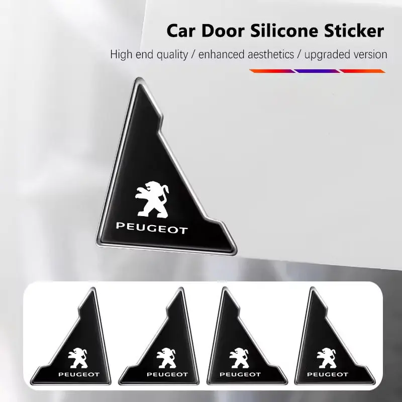 Peugeot 2/4Pcs PVC Car Logo Door Corner Sticker Anti-Scratch protector For Peugeot 206 208 207 307 308 2008 3008 508 408 5008 406