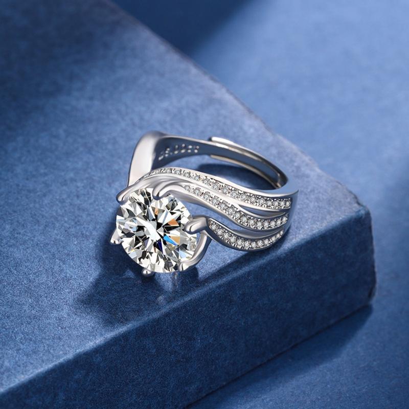 Product Introduction of 1pcs Zircon Finger Ring Silver Wedding Rings for Women Men Engagement Gifts 5