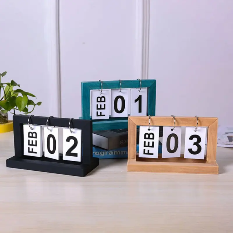 Lịch Gỗ Cổ Điển Cho Gia Đình, Quán Cà Phê, Máy Tính Để Bàn Trang Trí, Đồ Trang Trí Mộc Mạc, Tự Làm, Kế Hoạch Lật, Bàn, Lịch Vạn Niên, Đồ Dùng Văn Phòng