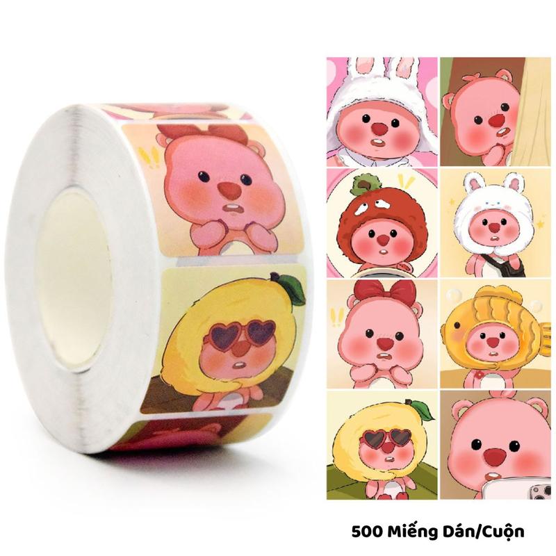 Cuộn 300 500miếng dán hoạt hình ngộ nghĩnh tem dán sticker thank you gói hàng phụ kiện quà tặng - Sally shop