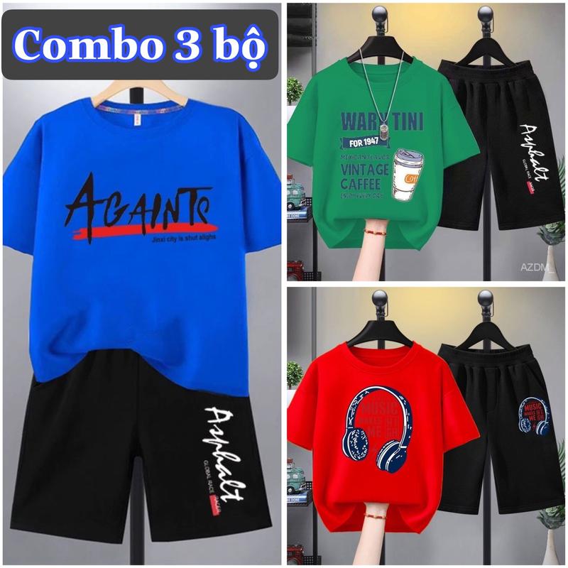 Product Introduction of Combo 3 Bộ quần áo bé trai mùa hè size đại từ 17 đến 40kg, chất thun co giãn, mềm mát, phong cách Hàn Quốc cho bé trai từ 5 đến 14 tuổi, dáng quần đùi áo cộc tay thể thao. đồ 10