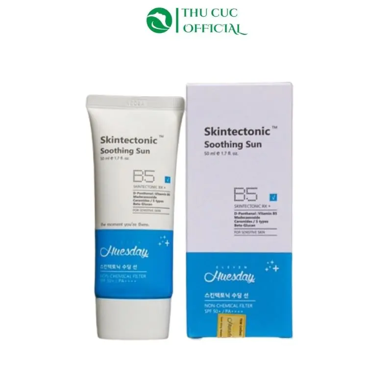 Kem chống nắng Huesday Skintectonic B5 Soothing Sun 50g phổ rộng SPF 50 PA++ - Phục hồi, bảo vệ da, nâng tone