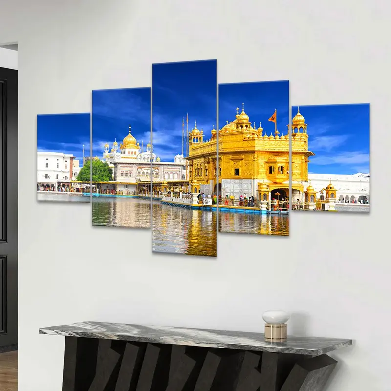 Sikh Temple Architecture Pattern Canvas Unframed Painting, 5 Counts/set Modern Wall Art, Wall Decor for Home Living Room Bedroom Office, Ornaments 6