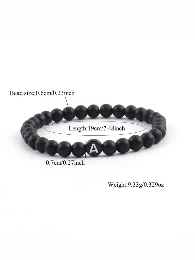 Product Introduction of Men's Letter Detail Beaded Bracelet, Fashionable Jewelry for Party, Daily Clothing Decor, Trendy All-match & Exquisite Jewelry for Birthday Gift 1