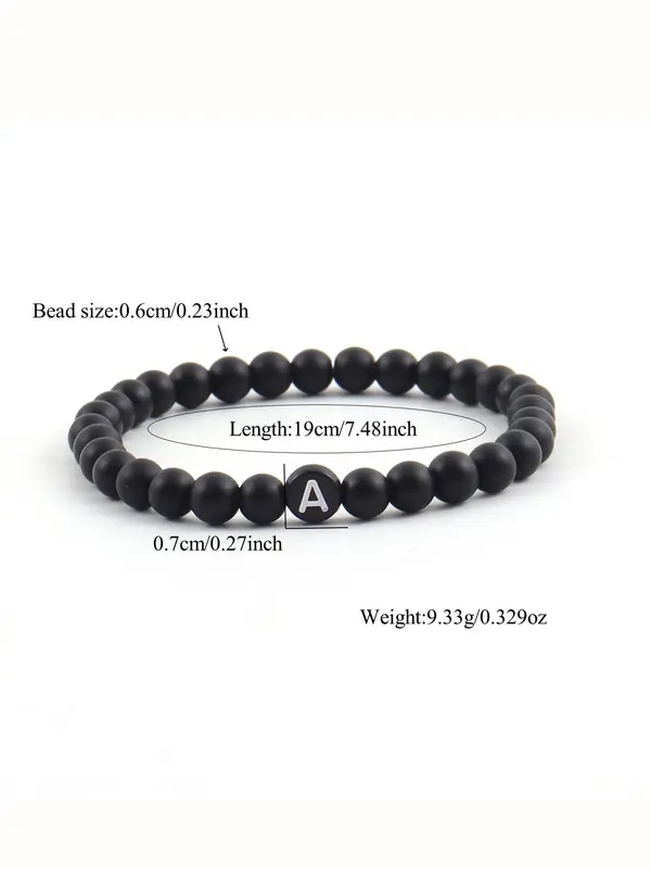 Men's Letter Detail Beaded Bracelet, Fashionable Jewelry for Party, Daily Clothing Decor, Trendy All-match & Exquisite Jewelry for Birthday Gift 1