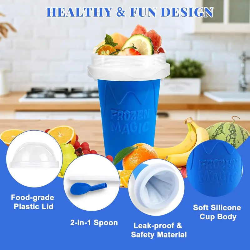 Smoothie Cup, 2 Counts/set Frozen Magic Squeeze Cup, Portable Smoothie Squeeze Cup for Juice, Milk & Ice Cream Making, Kitchen 2