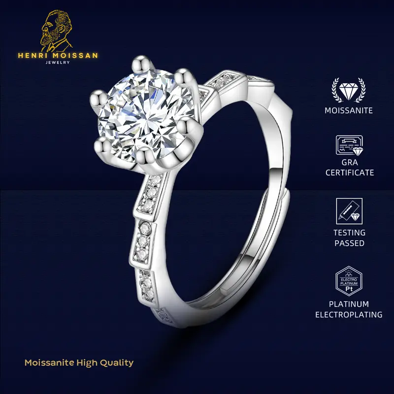 OS5-MR27 Moissanite Cincin Wanita  Perhiasan Berkualitas High Quality Dengan Permata Sertifikat GRA Asli Garansi 1 Tahun Bahan Lapis For bday birthday Gift Pasangan Pacar Free Box cicin tunangan kawin Couple Cewe Perempuan Cowo Pria Laki MR27 0