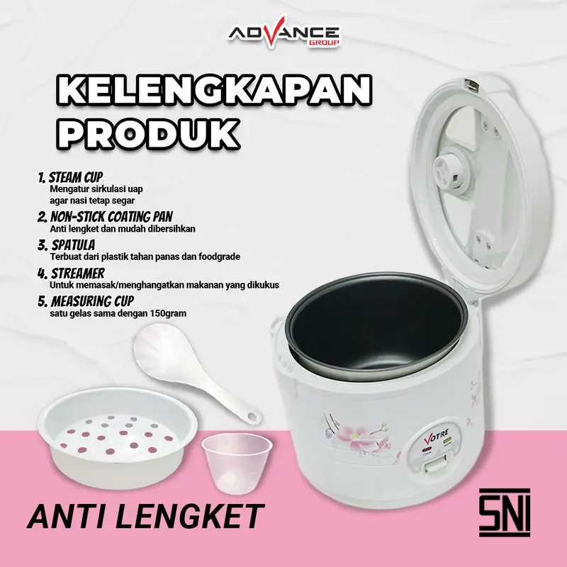 [ischasargita77] Advance Rice Cooker G11 Tutup Kaca Transparan Penanak dan Penghangat Nasi 1.2L Magicom Bergaransi 1 Tahun 3