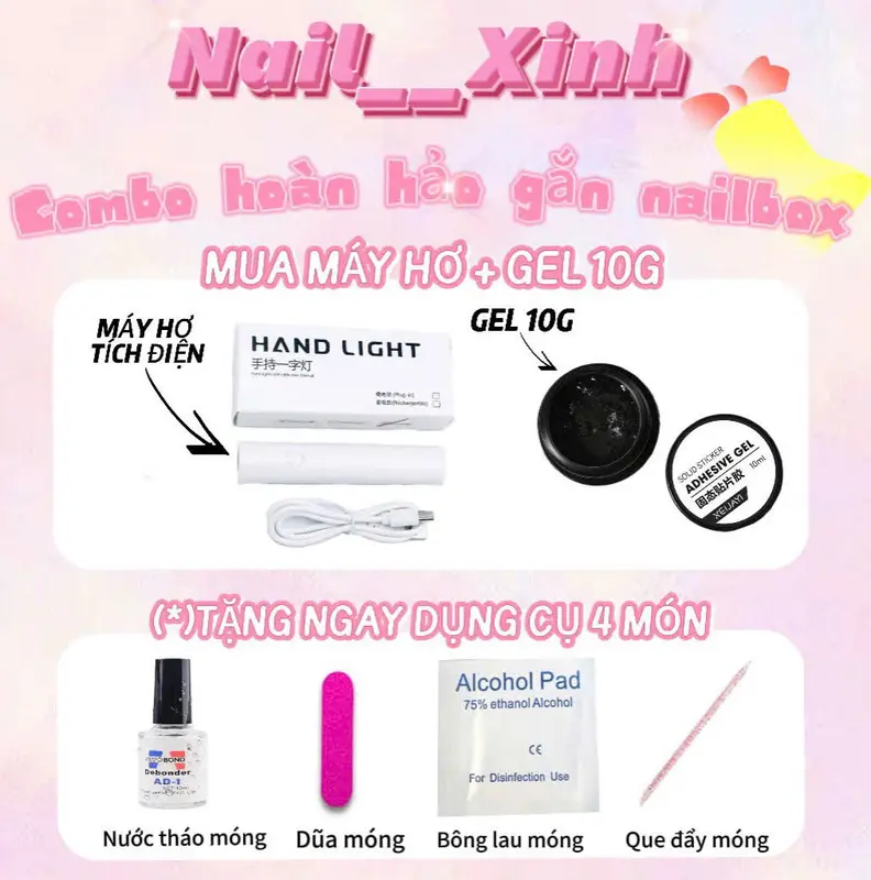 COMBO MÁY HƠ TÍCH ĐIỆN NAIL__XINH TẶNG KÈM,DŨA BÔNG LAU MÓNG,QUE ĐẨY MÓNG,BÁO HÀNH 1 ĐỔI 1 TRONG 1 THÁNG may  mainail keo  dán 1