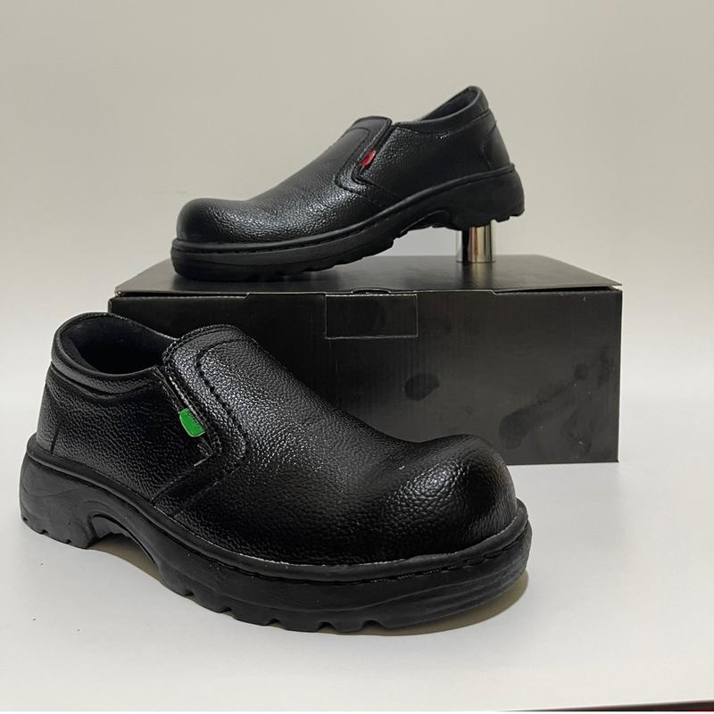 sepatu safety kicker tali pendek Leather Black Synthetics Brown 3