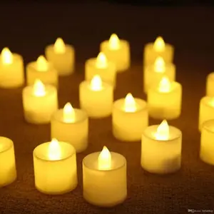 Lilin Elektrik Led Hias Dekorasi Ruangan baterai plastik Putih Kuning