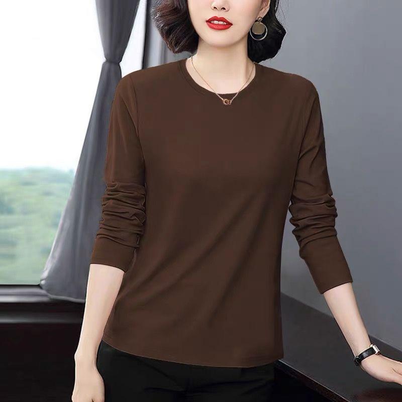 Product Introduction of Áo thun dài tay màu trơn cho mẹ trung niên 2024 Áo nữ mùa thu và mùa đông có thể mặc bên trong Áo lớp cơ bản mặc bên trong quần áo mùa thu cho người trung niên và cao tuổi 3