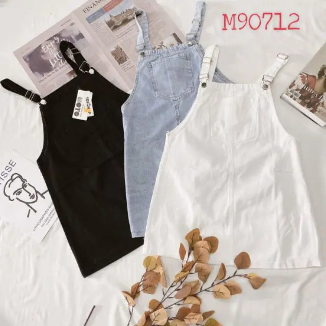 Yếm Váy Jean Rộng 2 Dây Cao Cấp 3 Màu Cá tính 3 size Ms: 93 Nữ Voan Women Dress Voi❤️