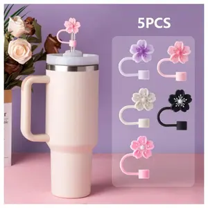 [COD] Tutup Sedotan Botol Air Stanley 6Pcs 10mm Silikon, Sumbat Sedotan Tahan Debu Reusable Pola Kartun Lucu + Tali Botol Serbaguna