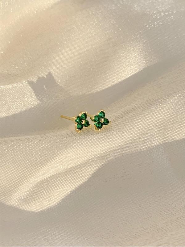 Flower Design Stud Earrings, Rhinestone Decor Stud Earrings for Women for Party, Daily Decor, Trendy All-match & Exquisite Jewelry for Birthday Gift 0